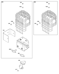 Exhaust Group Diagram and Parts List for 19N137-0239-F1 100000 - 19Z999 Briggs and Stratton Engine